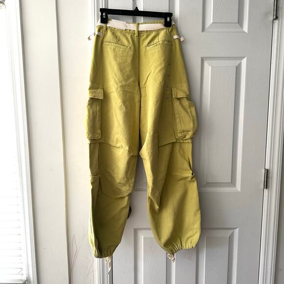 PacSun NWT Jayde Balloon Cargo Yellow Baggy Pants Waist 24 New With Canvas Belt - Picture 12 of 14
